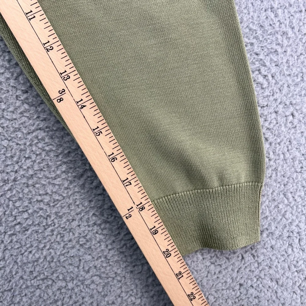 Brooks Brothers Mens XXL V-Neck Sweater Silk Cotton Blend Olive Green L/S